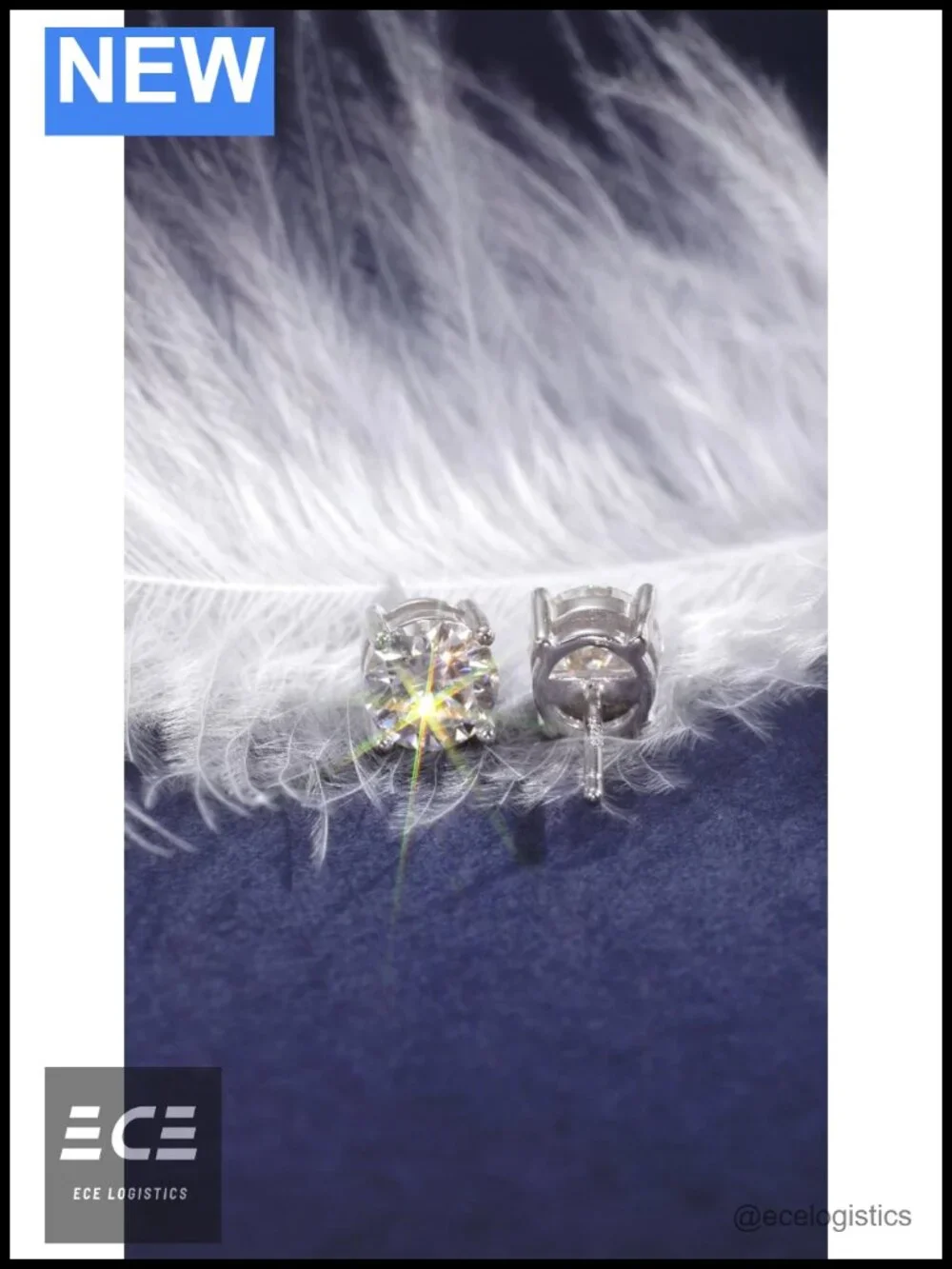 Moissanite Stud Earrings 925 Sterling Silver Hypoallergenic D Color Lab Created
